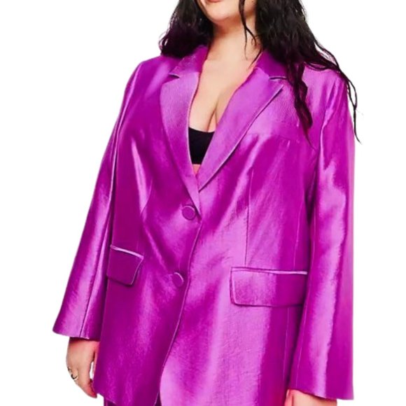 Jones New York Silk Pink Purple Fuchsia Suit Blazer Pants size 20 W petite - Picture 3 of 17